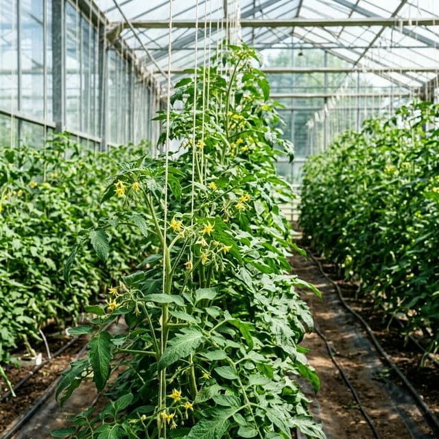 Serada profesyonel domates yetiştiriciliği ve askı sistemleri